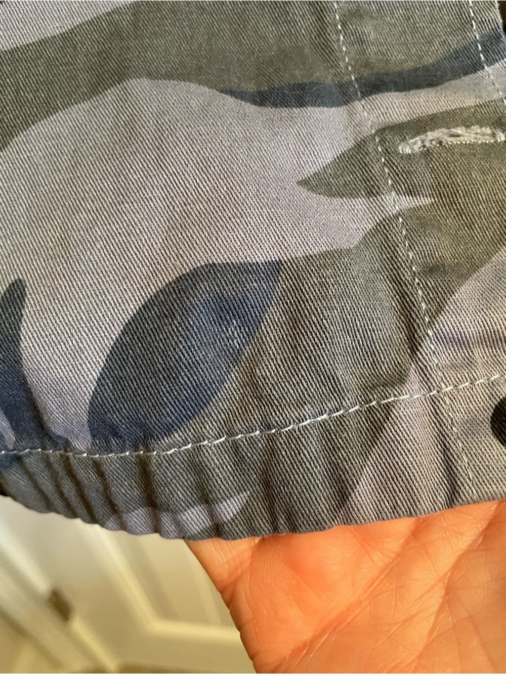 Unisex Blue and Grey Camo Utility Jacket with Hood - Picture 5 of 5